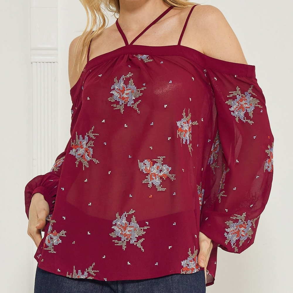 RO&DE off the shoulder sheer shirt